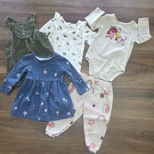 🍄Bundle of Baby Girl Forest Animal, Mushroom, & Flower Clothing SIZE: 12 Months
